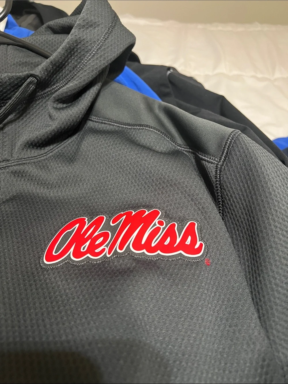 Nike Black Hoodie with Red and White Ole Miss Script